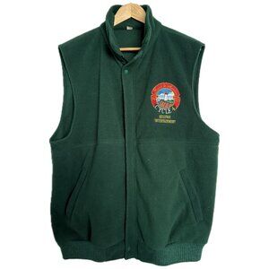 Vintage Fleece Vest Men Large Green 90s Road To Avonlea Film Crew Canadiana Fan
